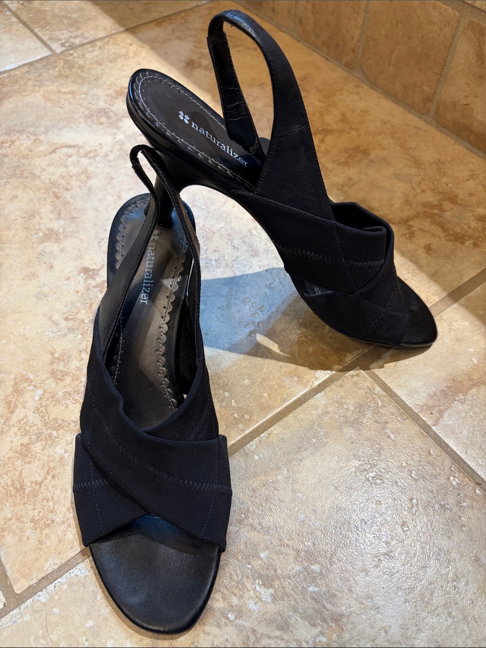 Naturalizer Black Crisscross Slingback Heels